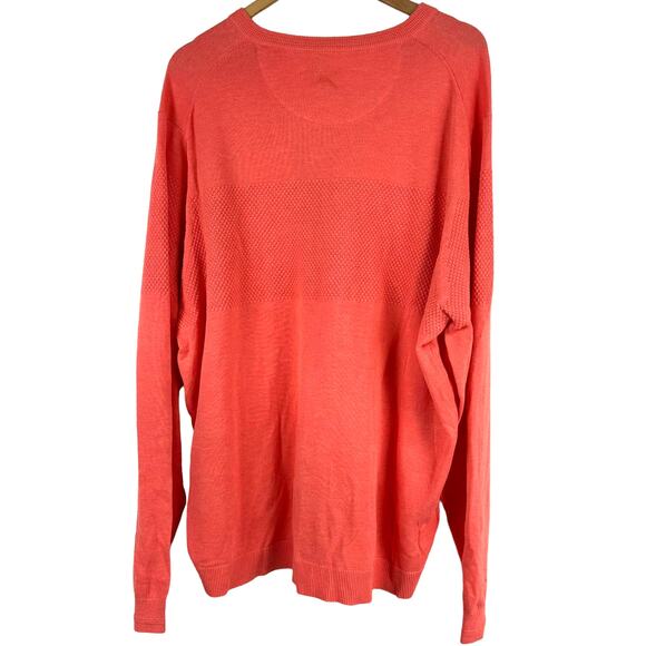 Tommy Bahama NWT Island Zone Big Tall Orange Sweater Men's Size 2XLT V-Neck - Picture 2 of 11
